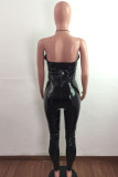 Fashion Sexy Solid Hollowed Out Backless Halter Skinny Jumpsuits