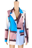Fashion Casual Not Positioning Printed Patchwork Turndown Collar Outerwear