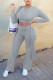 Casual Solid Bandage Patchwork O Neck Long Sleeve Two Pieces