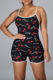 Sexy Print Patchwork Spaghetti Strap Skinny Rompers