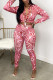 Fashion Casual Print Basic Turndown Collar Long Sleeve Two Pieces