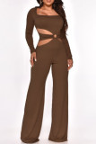 Fashion Sexy Solid Hollowed Out Square Collar Jumpsuits