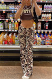 Fashion Casual Print Basic Regular Mid Waist Trousers