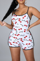 Sexy Print Patchwork Spaghetti Strap Skinny Rompers