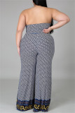 Fashion Casual Print Cardigan Vests Pants Plus Size Three-piece Set
