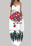 Fashion Casual Print Backless Spaghetti Strap Long Dress