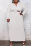 Fashion Casual Plus Size Solid Bandage Hollowed Out V Neck Long Sleeve Dresses