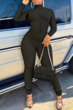 Sexy Casual Solid Backless Turtleneck Skinny Jumpsuits