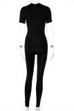 Fashion Casual Solid Zipper Half A Turtleneck Skinny Jumpsuits