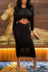 Fashion Casual Solid Hollowed Out Fold O Neck Long Sleeve Dresses