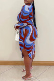 Fashion Sexy Print Hollowed Out O Neck Plus Size Two Pieces pre-sale