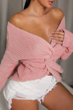 Fashion Casual Solid Backless V Neck Tops