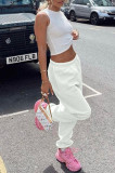 Fashion Casual Solid Pocket Regular High Waist Trousers