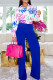 Fashion Casual Print Basic Turndown Collar Long Sleeve Two Pieces