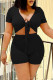 Fashion Casual Solid Bandage V Neck Short Sleeve Two Pieces