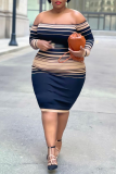 Sexy Patchwork Off the Shoulder Plus Size Dresses