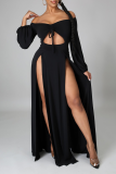 Sexy Solid Hollowed Out Off the Shoulder Irregular Dress Dresses