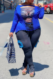 Sexy Solid Ripped Off the Shoulder Plus Size Tops