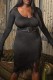 Fashion Sexy Solid With Belt Asymmetrical V Neck Long Sleeve Plus Size Dresses