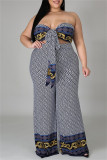 Fashion Casual Print Cardigan Vests Pants Plus Size Three-piece Set