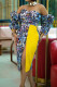 Sexy Print Patchwork Slit Strapless Strapless Dress Plus Size Dresses