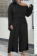 Casual Solid Patchwork Asymmetrical O Neck Plus Size Two Pieces