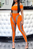 Fashion Sexy Patchwork See-through O Neck Skinny Jumpsuits
