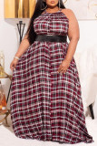 Sexy Print Make Old Halter Ball Gown Plus Size Dresses（Without Belt）