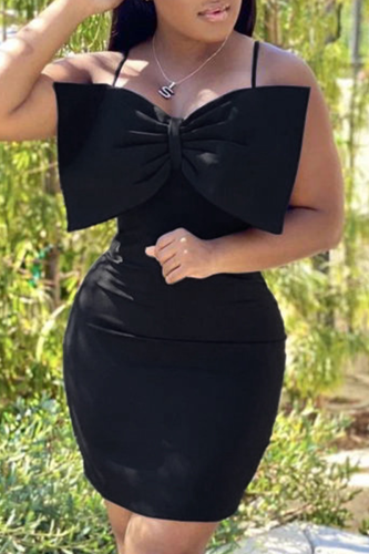 Sexy Solid Patchwork Spaghetti Strap Pencil Skirt Dresses