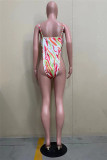 Fashion Sexy Print Hollowed Out Swimwears Set