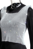 Sexy Solid Patchwork Square Collar Tops