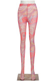 Sexy Print Patchwork Skinny Mid Waist Pencil Positioning Print Bottoms