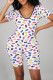 Fashion Casual Print Basic V Neck Skinny Short Sleeve Romper