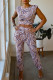 Fashion Casual Print Basic O Neck Sleeveless Two Pieces