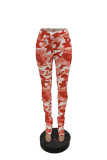 Casual Print Patchwork Skinny Mid Waist Pencil Full Print Bottoms