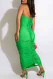 Fashion Sexy Solid Bandage Hollowed Out Backless Halter Long Dress Dresses