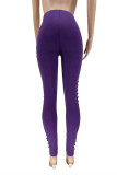 Fashion Casual Solid Ripped Skinny High Waist Pencil Solid Color Trousers