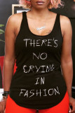 Fashion Casual Letter Print Basic U Neck Tops