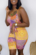 Sexy Print Patchwork Spaghetti Strap Skinny Rompers