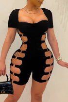 Sexy Solid Split Joint Square Collar Skinny Jumpsuits