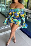 Sexy Print See-through Mesh Wrapped Skirt Dresses