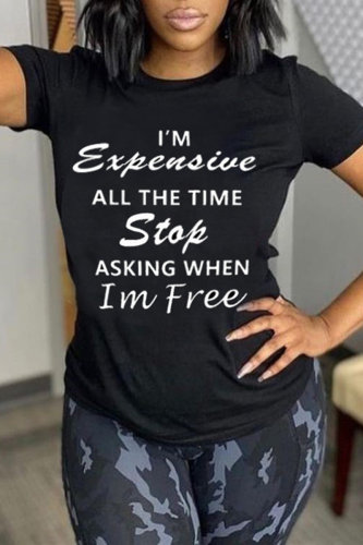 Fashion Casual Letter Print Basic O Neck T-Shirts