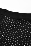 Fashion Sexy Patchwork Hollowed Out Beading Strapless Long Sleeve Two Pieces