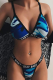 Sexy Camouflage Print Patchwork Letter Swimwears