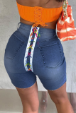 Casual Patchwork Draw String Plus Size Jeans