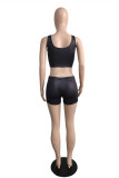 Casual Sportswear Solid Patchwork U Neck Sleeveless Two Pieces