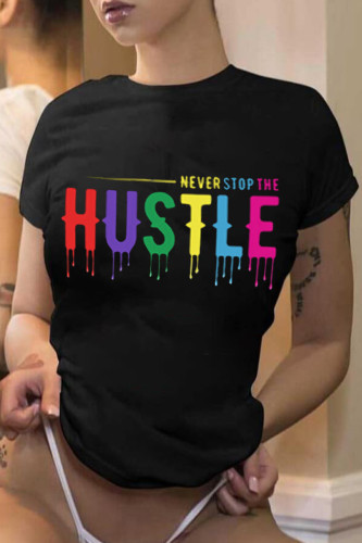 Fashion Casual Letter Print Basic O Neck T-Shirts