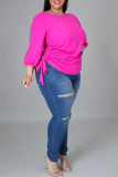 Fashion Casual Solid Basic O Neck Plus Size Tops