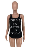 Fashion Casual Letter Print Basic U Neck Tops