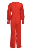 Sexy Solid Patchwork See-through O Neck Straight Jumpsuits